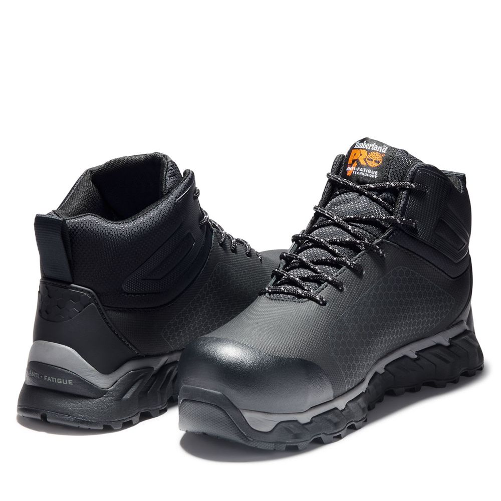 Timberland Μποτακια Εργασίας Ανδρικα Μαυρα - Pro® Ridgecomp Toe - Greece 7918360-WZ